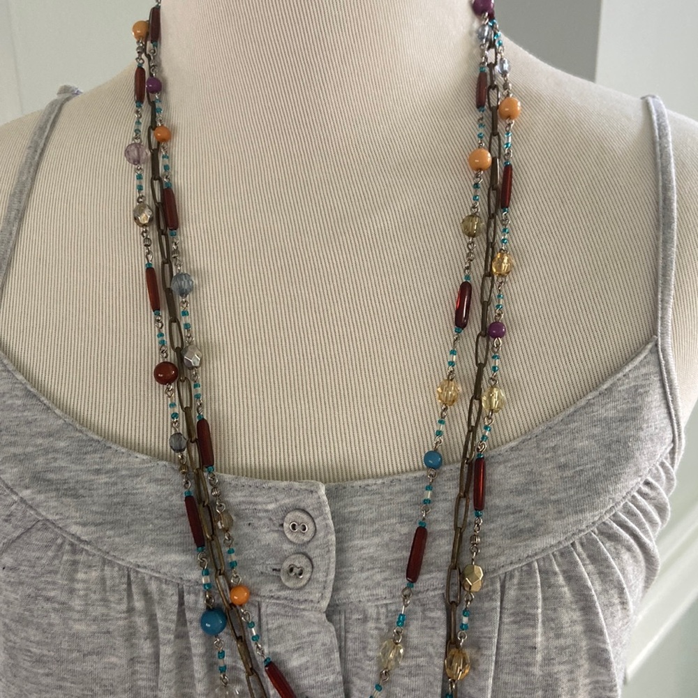 Layered Multi Colored Necklace - Picture 4 of 10